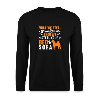 Akita Inu américain - Sweat-shirt Unisexe - noir - Devant - Alina (178cm) & Michal (187cm)