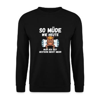 So müde wie heute war ich gestern nicht Pferd Fun - Unisex Pullover - Schwarz - Vorne - Alina (178cm) & Michal (187cm)