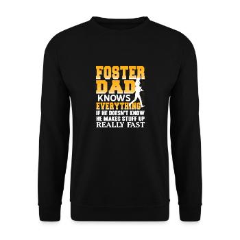 Foster Dad Knows Everything Funny Makes Stuff - Unisex Sweatshirt - black - Front - Alina (178cm) & Michal (187cm)