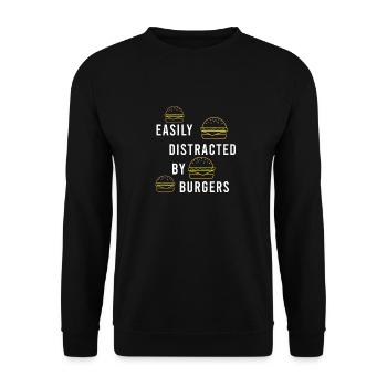 Manger des hamburgers, citation drôle, - Sweat-shirt Unisexe - noir - Devant - Alina (178cm) & Michal (187cm)