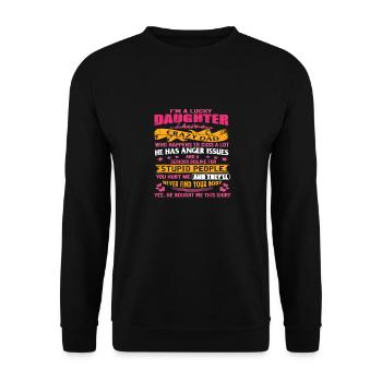 Je suis une fille chanceuse, j’ai un père fou drôle - Sweat-shirt Unisexe - noir - Devant - Alina (178cm) & Michal (187cm)