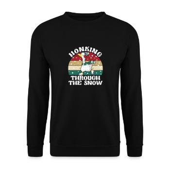 Honk Christmas Goose Xmas Duck Honking Through The - Unisex Pullover - Schwarz - Vorne - Alina (178cm) & Michal (187cm)