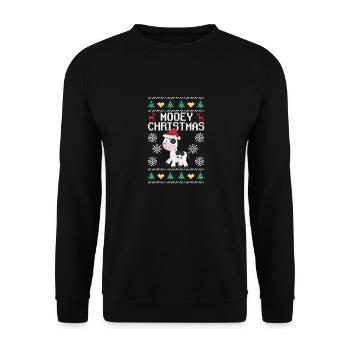 Mooey Christmas Cow Santa Claus Hat Funny - Unisex Sweatshirt - black - Front - Alina (178cm) & Michal (187cm)