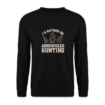 Arrowhead Hunting Pfeilspitzen Sammler - Unisex Pullover - Schwarz - Vorne - Alina (178cm) & Michal (187cm)