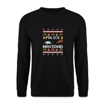 Ugly Christmas Reindeer Funny Policeman - Unisex Sweatshirt - black - Front - Alina (178cm) & Michal (187cm)