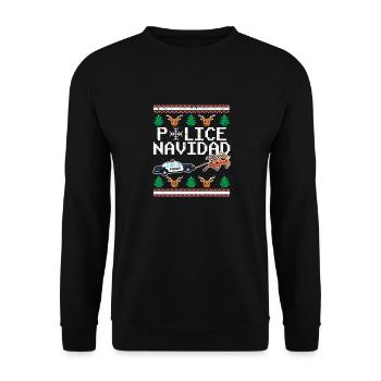 Police Navidad Ugly Christmas Reindeer Lust - Sweat-shirt Unisexe - noir - Devant - Alina (178cm) & Michal (187cm)