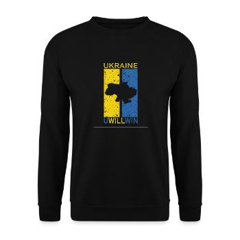 Ukraine Uwillwin Symbole du drapeau ukrainien Victoire - Sweat-shirt Unisexe - noir - Devant - Alina (178cm) & Michal (187cm)