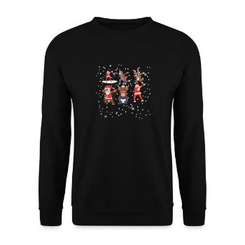 Dabbing Santa's Skeleton and Carol Singing Yak - Unisex Sweatshirt - black - Front - Alina (178cm) & Michal (187cm)
