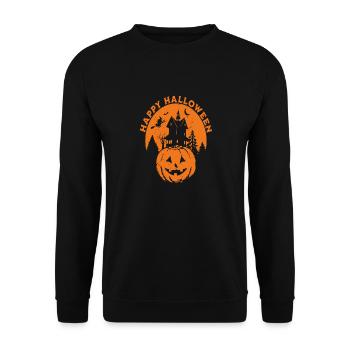 Happy Halloween T-Shirt - Unisex Sweatshirt - black - Front - Alina (178cm) & Michal (187cm)