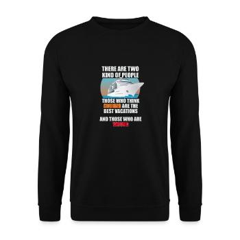 Lustiges Kreuzfahrt-Reisen Design - Unisex Pullover - Schwarz - Vorne - Alina (178cm) & Michal (187cm)