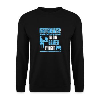Administrateur de base de données Par Day Gamer By Night Retro - Sweat-shirt Unisexe - noir - Devant - Alina (178cm) & Michal (187cm)