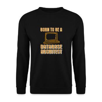 Born To Be A Database Architect Cool Retro T-Shirt - Unisex Pullover - Schwarz - Vorne - Alina (178cm) & Michal (187cm)