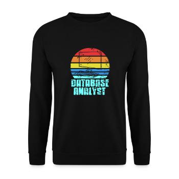 Retro Vintage DATABASE Analyst Designs T-Shirt - Unisex Pullover - Schwarz - Vorne - Alina (178cm) & Michal (187cm)