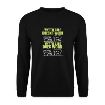 Funny Data Admin The Code Doesn't Work & Does Work - Unisex Sweatshirt - black - Front - Alina (178cm) & Michal (187cm)