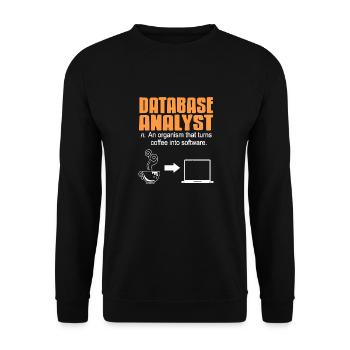 DATABASE Analyst Funny Definition Retro T-Shirt - Unisex Pullover - Schwarz - Vorne - Alina (178cm) & Michal (187cm)