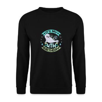 Baby seal 4 years old its my 4th birthday - Unisex Pullover - Schwarz - Vorne - Alina (178cm) & Michal (187cm)