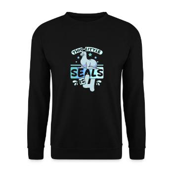 4 years old this little seal is 4th birthday - Unisex Pullover - Schwarz - Vorne - Alina (178cm) & Michal (187cm)