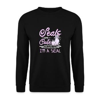 Seals are cute I'm cute so I'm a seal - Unisex Pullover - Schwarz - Vorne - Alina (178cm) & Michal (187cm)