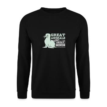 Great animals with great minds seals - Unisex Pullover - Schwarz - Vorne - Alina (178cm) & Michal (187cm)