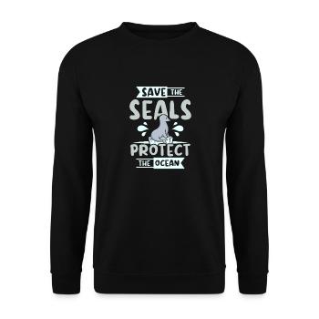 Save te seals protect the ocean - Unisex Pullover - Schwarz - Vorne - Alina (178cm) & Michal (187cm)