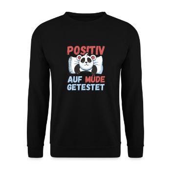 Positiv auf Müde getestet Pandas Fun - Unisex Pullover - Schwarz - Vorne - Alina (178cm) & Michal (187cm)