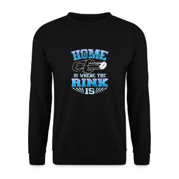 Retro Vintage Home est l’endroit où la patinoire est le hockey - Sweat-shirt Unisexe - noir - Devant - Alina (178cm) & Michal (187cm)