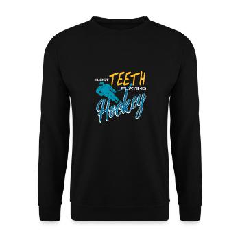 I Lost Teeth Playing Hockey Retro Funny T-Shirt - Unisex Pullover - Schwarz - Vorne - Alina (178cm) & Michal (187cm)
