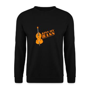 Kiss My Bass Funny Musical Instrument Designs - Unisex Pullover - Schwarz - Vorne - Alina (178cm) & Michal (187cm)