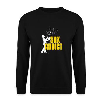 Retro Vintage Sax Addict Awesome Designs Present - Unisex Pullover - Schwarz - Vorne - Alina (178cm) & Michal (187cm)