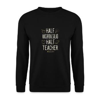 Moitié Salade de macaronis Moitié Professeur drôle - Sweat-shirt Unisexe - noir - Devant - Alina (178cm) & Michal (187cm)