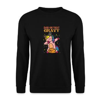 Tupfen Sie die Soße auf - Unisex Pullover - Schwarz - Vorne - Alina (178cm) & Michal (187cm)