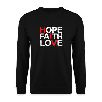Hope Faith Love Hiv aide la bureaucratie Soutenir Citation - Sweat-shirt Unisexe - noir - Devant - Alina (178cm) & Michal (187cm)