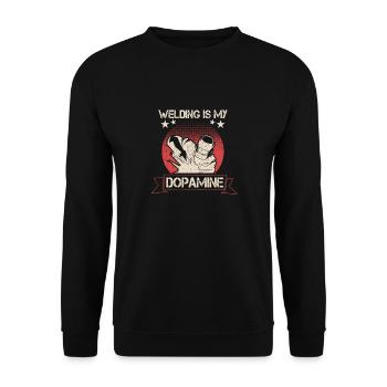 Schweißen Ist Mein Dopamin Lustiger Schmied - Unisex Pullover - Schwarz - Vorne - Alina (178cm) & Michal (187cm)