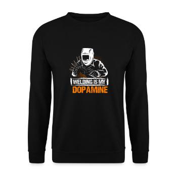 Schweißen Ist Mein Dopamin-lustiger - Unisex Pullover - Schwarz - Vorne - Alina (178cm) & Michal (187cm)