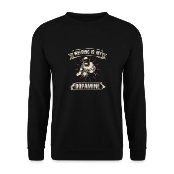 Schweißen Ist Mein Dopamin Lustiger Schmied - Unisex Pullover - Schwarz - Vorne - Alina (178cm) & Michal (187cm)