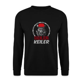 Geiler Keiler | Lustiges Wildschwein Jagd - Unisex Pullover - Schwarz - Vorne - Alina (178cm) & Michal (187cm)