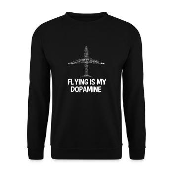 Fliegen Ist Mein Dopamin -Flugzeugflugzeug Pilot - Unisex Pullover - Schwarz - Vorne - Alina (178cm) & Michal (187cm)