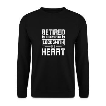 Retired but always a locksmith at heart - Unisex Sweatshirt - black - Front - Alina (178cm) & Michal (187cm)
