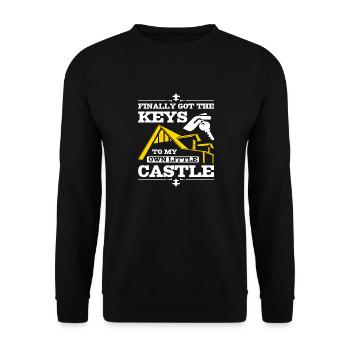 Finally got the keys to my own little castle - Unisex Sweatshirt - black - Front - Alina (178cm) & Michal (187cm)
