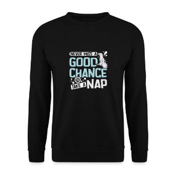 Never miss a good chance to take a nap seal - Unisex Pullover - Schwarz - Vorne - Alina (178cm) & Michal (187cm)