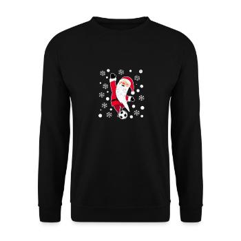 Weihnachtsmann spielt Fußball Weihnachten Fußball - Unisex Pullover - Schwarz - Vorne - Alina (178cm) & Michal (187cm)