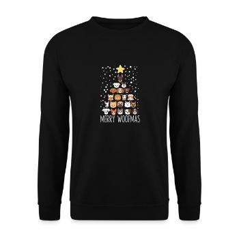Wuff Weihnachtsbaum Hundeliebhaber Welpen Hunde - Unisex Pullover - Schwarz - Vorne - Alina (178cm) & Michal (187cm)