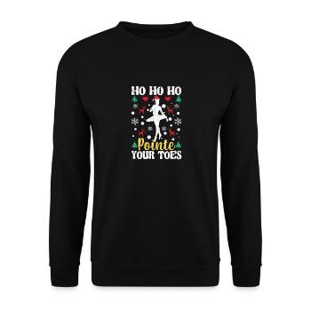 Weihnachten Ballett Tanzen Ballerina Ho Ho Ho - Unisex Pullover - Schwarz - Vorne - Alina (178cm) & Michal (187cm)