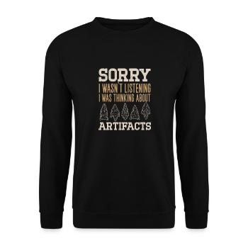 Arrowhead Hunting Pfeilspitzen Sammler - Unisex Pullover - Schwarz - Vorne - Alina (178cm) & Michal (187cm)