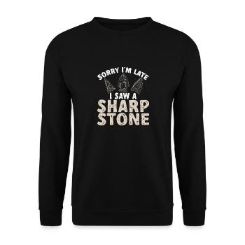 Arrowhead Hunting Pfeilspitzen Sammler - Unisex Pullover - Schwarz - Vorne - Alina (178cm) & Michal (187cm)