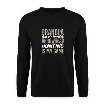 Arrowhead Hunting Pfeilspitzen Sammler - Unisex Pullover - Schwarz - Vorne - Alina (178cm) & Michal (187cm)