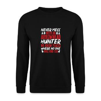 Arrowhead Hunting Pfeilspitzen Sammler - Unisex Pullover - Schwarz - Vorne - Alina (178cm) & Michal (187cm)