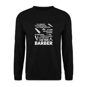 Salon de coiffure Coiffeur Coiffeur Barbier - Sweat-shirt Unisexe - noir - Devant - Alina (178cm) & Michal (187cm)