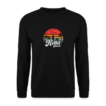 Kona Hawaii Retro Vintage Hawaiian Beach Surfing - Unisex Sweatshirt - black - Front - Alina (178cm) & Michal (187cm)