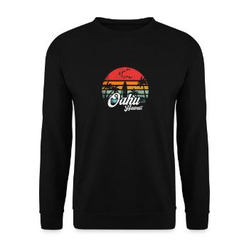 Oahu Hawaii Retro Vintage Hawaiian Beach Surfing - Unisex Sweatshirt - black - Front - Alina (178cm) & Michal (187cm)